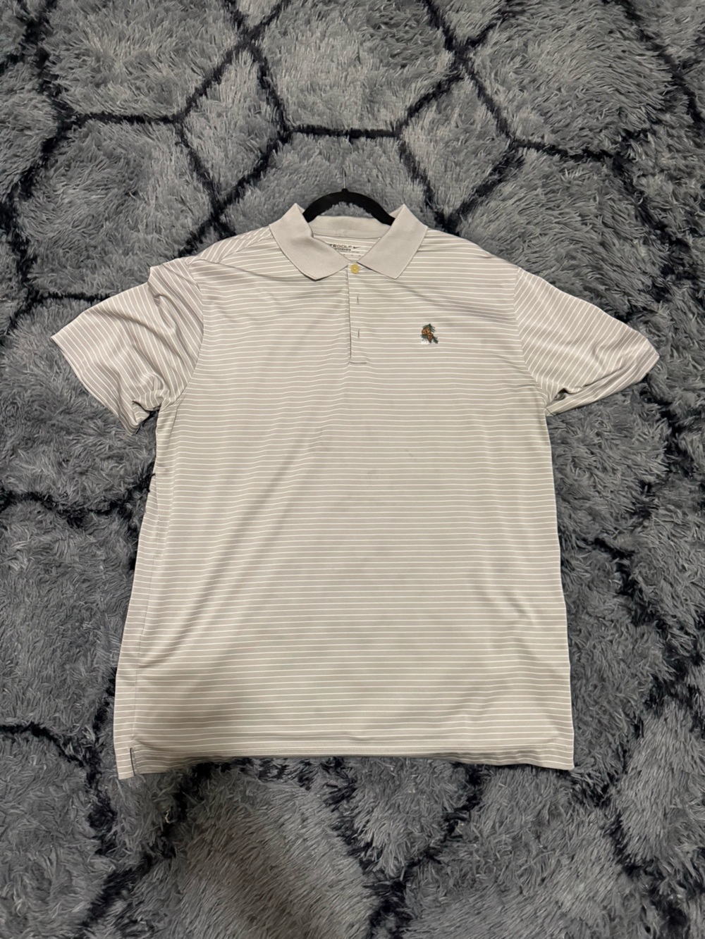 Nike Men's Light Gray & White Striped Polo